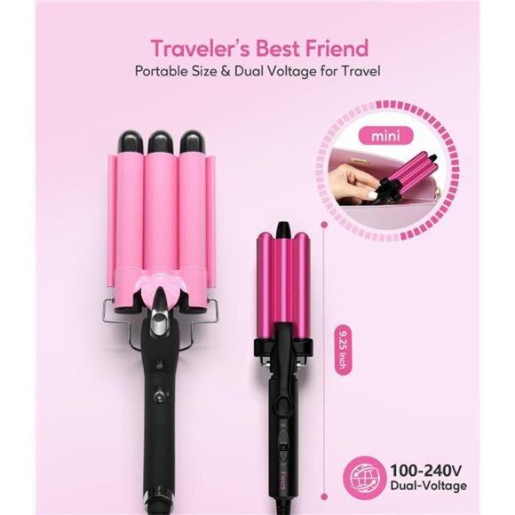 Mini Waver Curling Iron, 1/2 Inch, Hair Crimper for Women Beach Waves, Keratin - Picture 2 of 14
